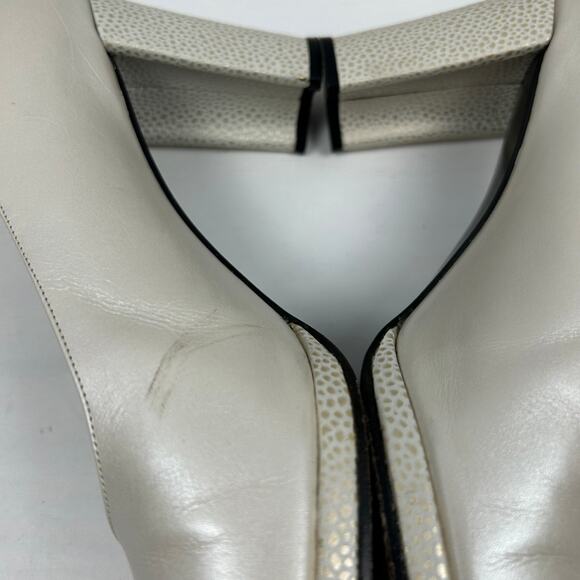 Stuart Weitzman Bone Lustre Round Toe Heel Sz 8.5 - Picture 12 of 14